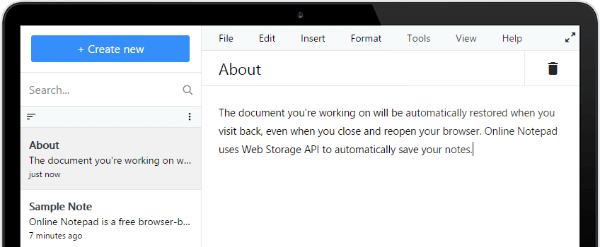 Flyseo Online Notepad Screenshot